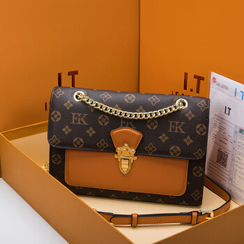 ck女包轻奢品牌网红代购包包女包2022新款老花锁扣时尚链条包单肩斜挎