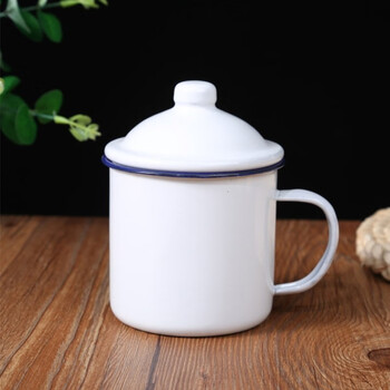 力思俊  杯子喝水怀旧搪瓷搪瓷缸白色茶缸子茶缸茶缸口杯搪瓷杯茶杯