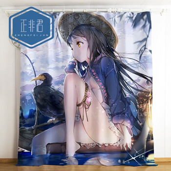 二次元雷姆初音定制窗帘动漫日式性感萌系卧室成品遮光布河边美女宽15