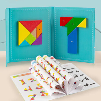 七巧板磁性力拼图小学生用一二年级数学图形教具幼儿园玩具 磁性