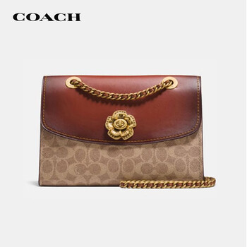 蔻驰（COACH）女士专柜款PARKER山茶花中号单肩斜挎包链条包拼色30585B4RU