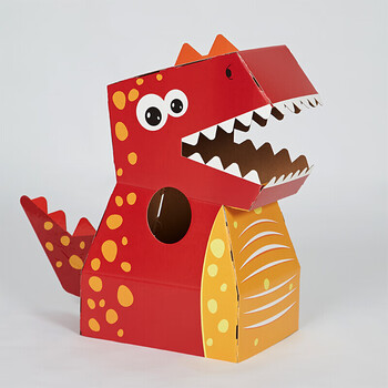 新年礼物纸箱恐龙可穿戴玩具幼儿园儿童diy手工制作纸盒壳霸王龙纸片