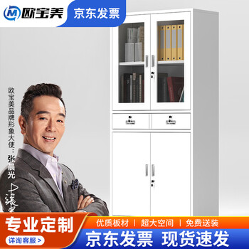 欧宝美文件柜办公柜钢制铁皮柜资料柜档案柜储物柜中二斗文件柜