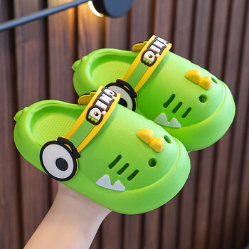 2023儿童凉鞋踩屎感透气包头防滑厚底男女童小孩沙滩洞洞鞋 靓绿色