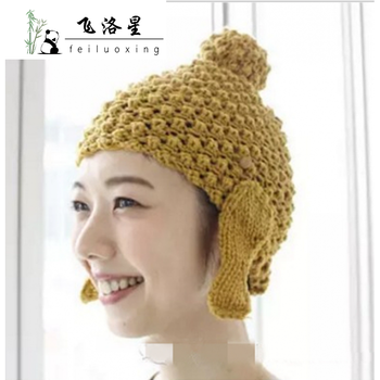 尼姑帽尼姑如来佛头毛线针织帽男女士抖音帽子快手搞怪年会拍照 黄色