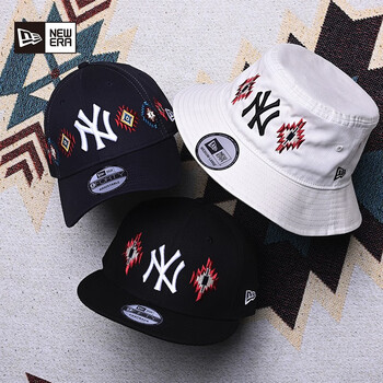 new era 纽亦华棒球帽mlb联盟ny个性图腾复古休闲硬顶平檐帽子(售罄)
