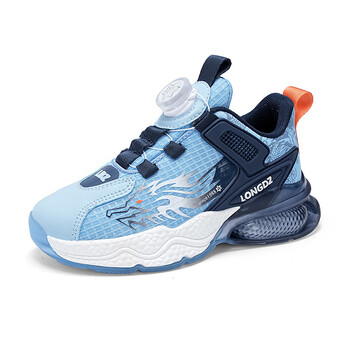 安錔官方官网童鞋春秋新款儿童跑鞋男童运动鞋男青少年防滑中大 浅蓝 