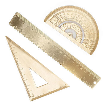 钢板尺尺子办公直尺20cm纯黄铜尺紫铜尺刻度尺高颜值