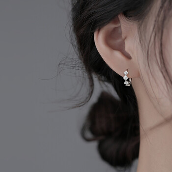 老凤祥几何菱形银耳环女小众时尚气质耳坠母亲节520生日礼物送女友