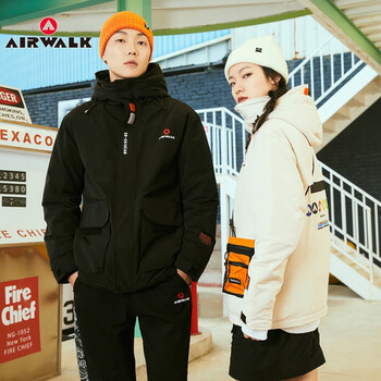 airwalk羽绒服男2021冬季韩版外套男连帽美式潮牌宽松保暖工装风男士
