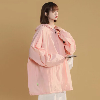 米囹青少年防晒衣女外穿学生透气夏季新款少女初中高中连帽宽松防晒服