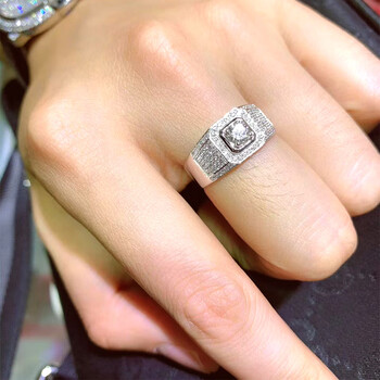 kosk轻奢18k金豪华群镶求婚订婚结婚男士钻戒男戒裸钻戒指定制50分真