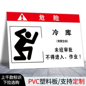 冷库作业安全危害告知牌 有限空间受限空间警示牌告知卡 有限空间警告