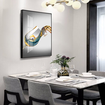 迪琥现代简约晶瓷画餐厅装饰画厨房饭厅挂画酒楼饭馆墙上壁画a对酒当