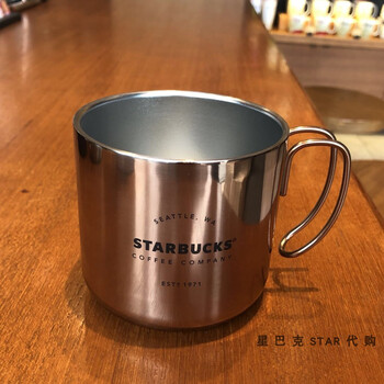 臻选星巴克杯子粉金色黑色银色白色复古不锈钢马克杯桌面杯咖啡杯