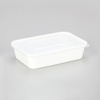 打包盒环保塑料快餐盒饭盒便当盒可微波双层环保餐具500ml白色300套