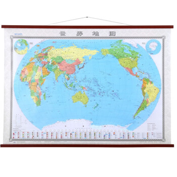 2021年精装世界中国地图整张印刷覆膜办公挂图 约1.8米*1.3米 世界地图