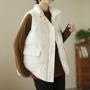 雅鹿羽绒马甲女亮面新款棉马甲春秋冬短款面包服加厚坎肩马夹三防外套