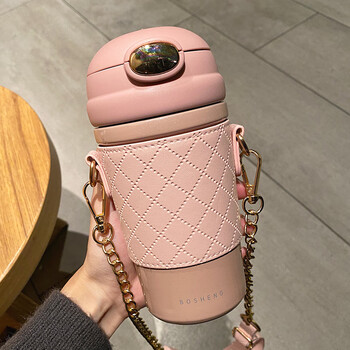 小香风保温杯高端保温杯女高颜值2022网红款杯子小香风水杯带吸管便携