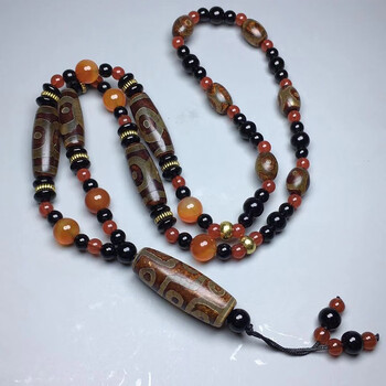 kockle520礼物送男女友玛瑙天珠项链三眼九眼老天珠藏式佛珠男女款款