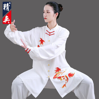 精奕太极服女新款飘逸手绘撞色中国风太极拳练功服男春夏八段锦武术