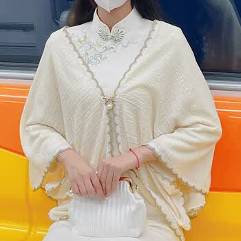 美黛遇礼服外搭小开衫女气质针织旗袍披肩秋季复古搭配旗袍的薄款外套