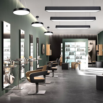 理发店吊灯现代简约店铺商用办公室超亮极简灯具白色18020cm56w白光