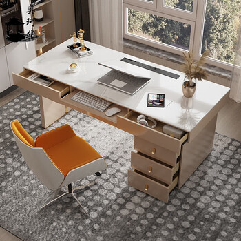 宏科华老板桌办公桌意式极简岩板现代轻奢椅子一套电脑设计感老板14米