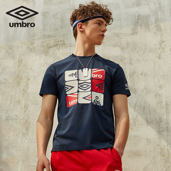 茵宝umbro男子时尚图案简约百搭运动短袖t恤官方uo192ap2533808深紫蓝