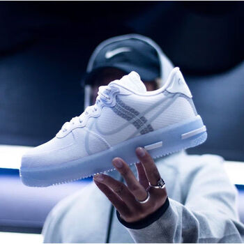 狂音af1骨白冰蓝空军一号3m反光夜光底情侣学生男女运动板鞋 骨冰蓝