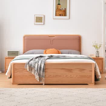 5米软包储物床 北美红橡木床 1500*2000 框架结构