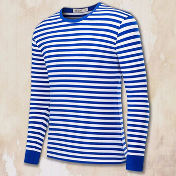 海军衣服特战t恤国货海魂衫长袖t恤男款蓝白条纹罗纹口聚会情侣装纯棉