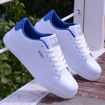 鞋小白鞋男韩版潮流百搭休闲鞋学生白色板鞋潮鞋夏6169白蓝色40标准码