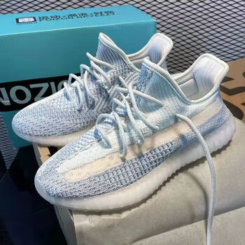 椰子鞋男350v2真爆满天星男鞋莆田运动鞋子女网面透气跑步潮鞋 冰蓝