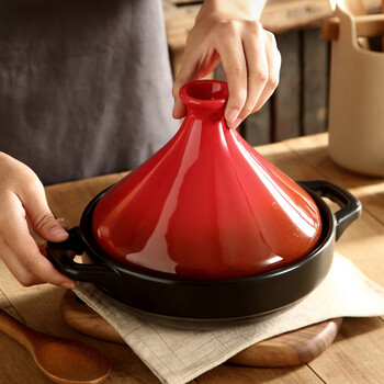 多美然塔吉锅家用摩洛哥耐高温干烧砂锅日本陶土焖烧锅锅盖无孔塔吉锅