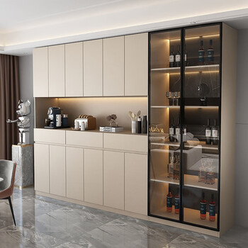 餐边柜轻奢酒柜一体靠墙高柜厨房储物柜碗柜家用客厅茶水柜置物柜 单