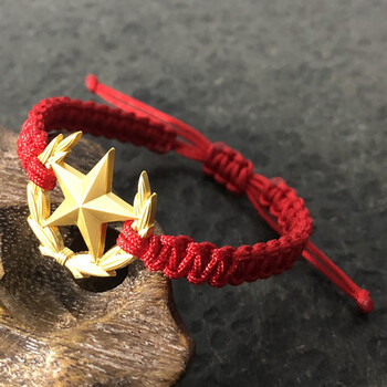 ins抖音同款七夕情人节礼物五角星手链兵哥哥手链情侣手链红色简约款
