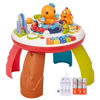 谷雨多功能游戏桌早教学习桌儿童玩具婴儿宝宝六一儿童节礼物 谷雨新款章鱼游戏桌-配充电套装