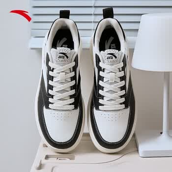 安踏anta板鞋男鞋2023夏季厚底增高休闲鞋复古熊猫低帮透气运动鞋男黑