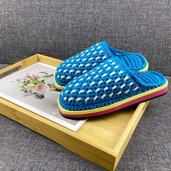 【jd精选】毛线钩鞋防滑耐磨拖鞋婚嫁纯手工拖鞋勾拖鞋编制拖鞋毛线