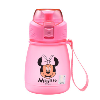 迪士尼（Disney） 塑料杯 儿童卡通水杯水壶随手杯子女夏季便携塑料迷你成人水瓶 390ML HM3251N 米妮粉色