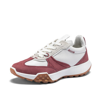 爱步ecco女鞋运动鞋阿甘鞋老爹鞋休闲鞋倪妮复古跑鞋21砖红色白色