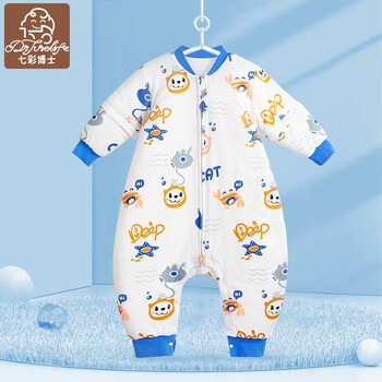 七彩博士婴儿分腿睡袋可拆袖秋冬厚款恒温棉保暖长袖儿童防踢被子着凉宝宝 航海日记-冬季240G加厚款 M码