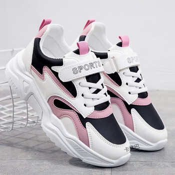 青少女生运动鞋初中生女孩跑步鞋女童老爹6中小学生7皮面9网红波鞋