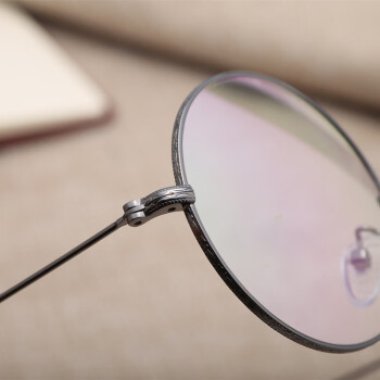 天然水晶石眼镜男 石头眼镜圆款 太子镜 茶色太阳镜遮阳镜 枪色镜框 白色