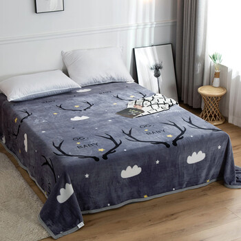 床单单件珊瑚绒牛奶绒短毛绒冬季单人加绒加厚双人铺床毛毯垫单云与鹿