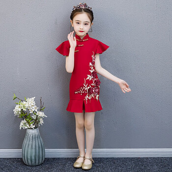 阙珞磐中国风儿童旗袍新款女童礼服古筝演出服夏季连衣裙洋气宝宝复古