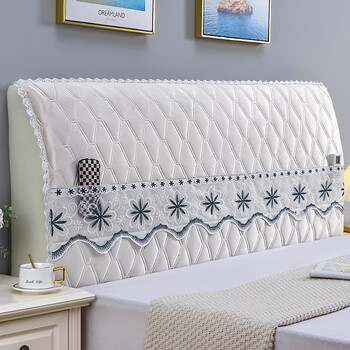 皮床头通用防尘罩轻奢实木床头套抖音小红书 新款加厚2-米色 床头长1