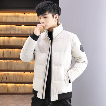 小棉袄子韩版修身加厚冬青少年立领棉衣外套男 米白色 m【图片 价格