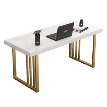 长条实木电脑桌台式现代简约窄桌子烤漆办公女生轻奢卧室白色长条书桌